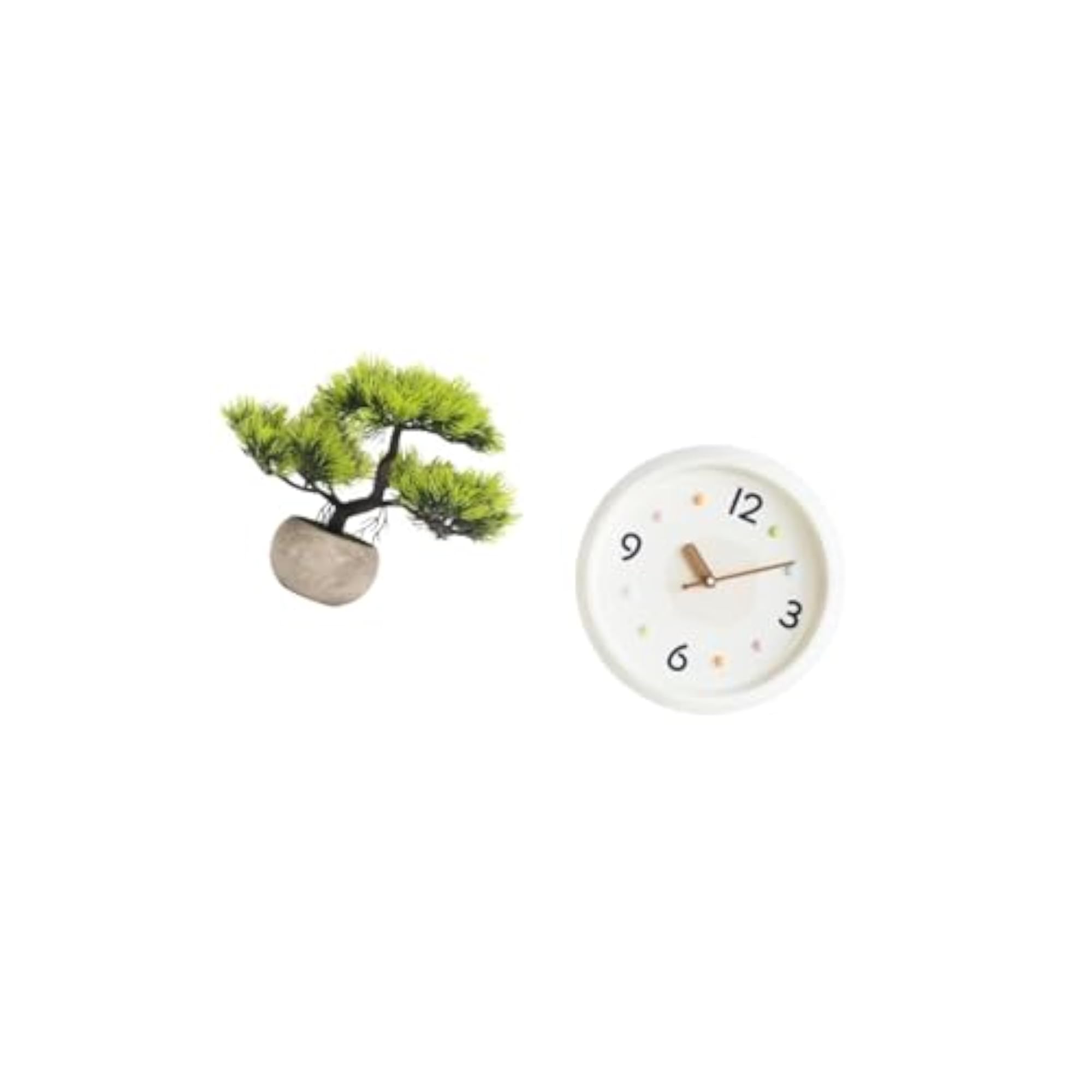 Artificial Bonsai Tree Modern Wall Clock Decorative Centerpiece